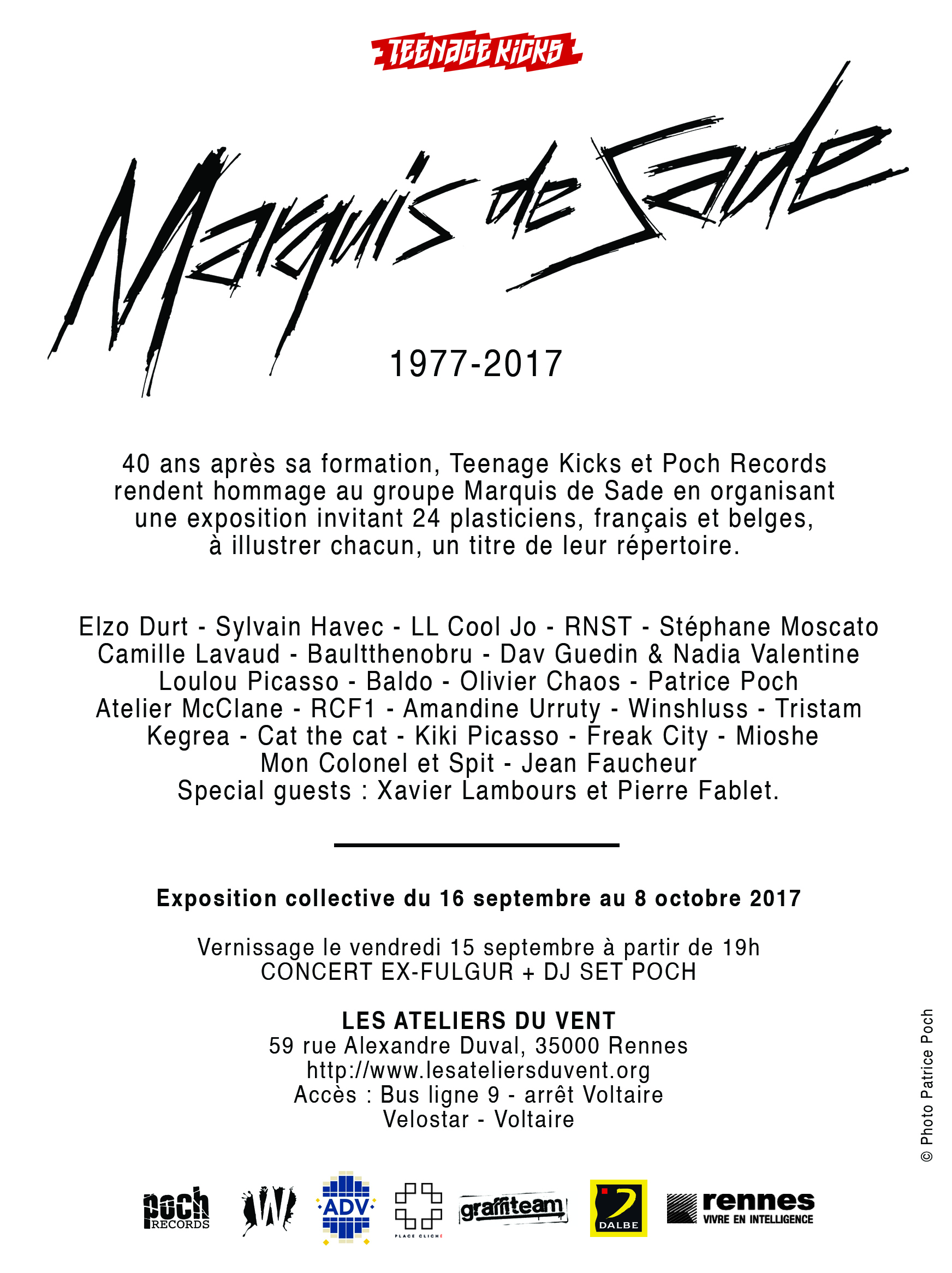 News - 2017 - Flyer Verso - Marquis de Sade - Teenage Kicks et Poch Records